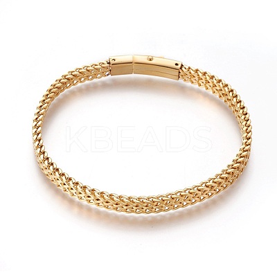 304 Stainless Steel Mesh Bracelets BJEW-L665-04G-1