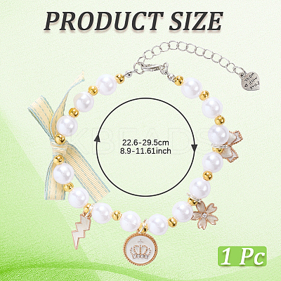 Adjustable Plastic Imitation Pearls Beads Pet Collars Necklaces AJEW-WH20017-48A-05-1