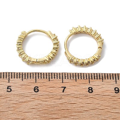 Brass Micro Pave Clear Cubic Zirconia Huggie Hoop Earrings LS-EJEW-L231-44G-1