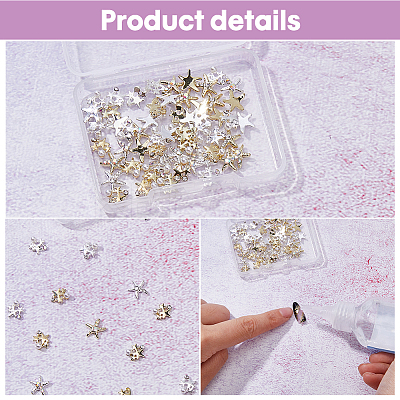 64Pcs 8 Styles Starfish Alloy Rhinestone Cabochon MRMJ-FH0001-40-1