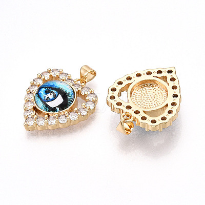 Brass Micro Pave Clear Cubic Zirconia Pendants for Women KK-T070-93A-04-1