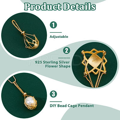 1Pc 925 Sterling Silver Bead Cage Pendant Mounting STER-HS0001-20G-1