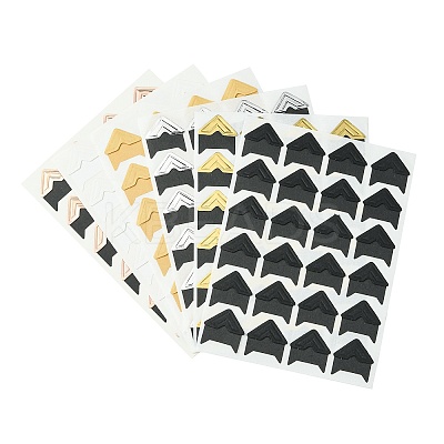 12Pcs 6 Styles Retro Hot Stamping Paper Photo Corner Self-Adhesive Stickers AJEW-CJ0001-53-1