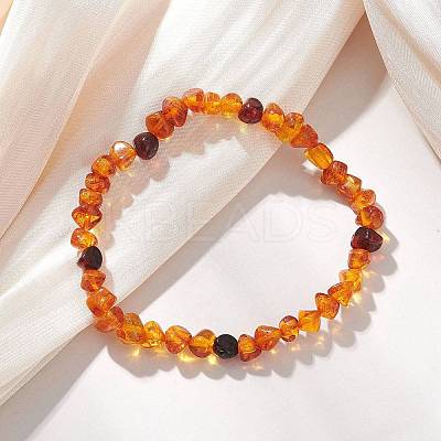 Natural Amber Beads Stretch Bracelets for Women BJEW-JB13256-02-1