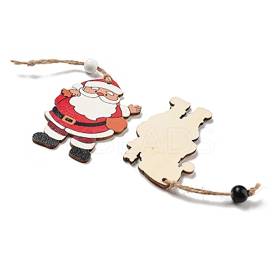 9Pcs 3 Styles Christmas Wood Pendant Decorations Set WOOD-U004-01A-1
