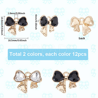 24Pcs 2 Colors Alloy Crystal Rhinestone Pendants ALRI-SC0001-55-1