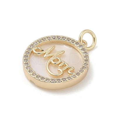 Mother's Day Brass Micro Pave Cubic Zirconia Pendants X-KK-A207-06G-1