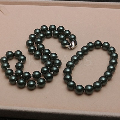 Shell Pearl Round Beaded Necklaces & Bracelets Sets for Women WG18377-01-1