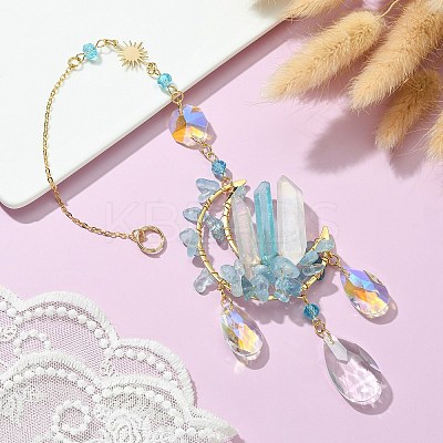 Moon Gemstone Window Hanging Suncatchers HJEW-TA00049-1