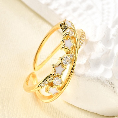 Star 925 Sterling Silver Cubic Zirconia Rings for Women RJEW-S631-01G-1