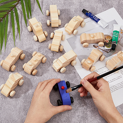 2 Sets 2 Style Unfinished Blank Wood Cars DIY-FH0006-32-1