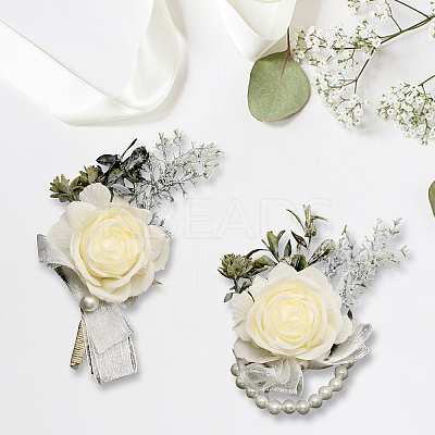 Silk Ribbon Wrist & Brooch AJEW-WH0285-17-1