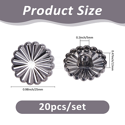 20Pcs 1-Hole Zinc Alloy Shank Buttons FIND-FH0012-17B-1