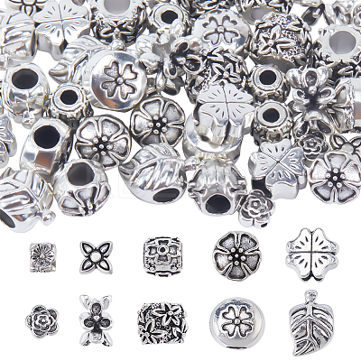 60Pcs 10 Styles Tibetan Style Alloy European Beads FIND-SC0008-88-1