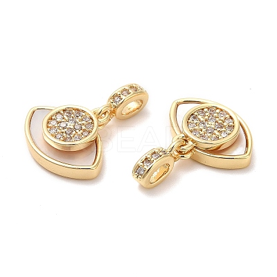 Brass Cubic Zirconia with Shell Pendants KK-K333-37G-1
