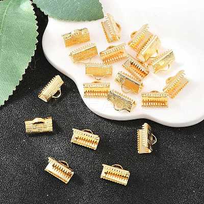 SHEGRACE Brass Ribbon Crimp Ends XGR0062G-57G-1