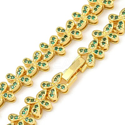 Rack Plating Brass Pave Cubic Zirconia Butterfly Link Necklaces NJEW-A031-03G-02-1
