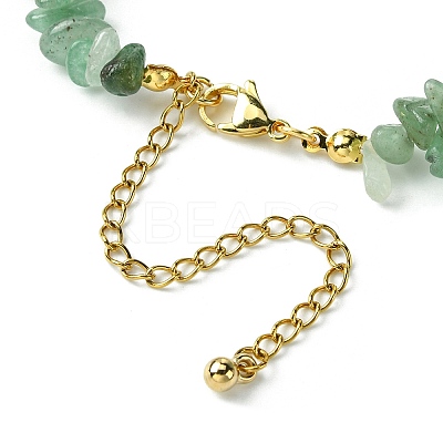 Natural Green Aventurine Chips Beaded Necklace NJEW-FZ00004-03-1