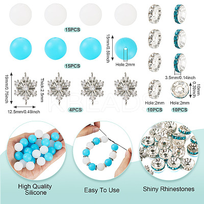 DIY Round Silicone Focal & Flat Round Iron Rhinestone Spacer Beads Jewelry Finding Making Kits DIY-TA0011-85-1
