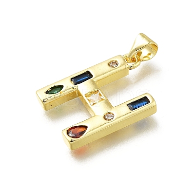 Brass Micro Pave Clear Cubic Zirconia Pendants KK-G521-01G-H-01-1