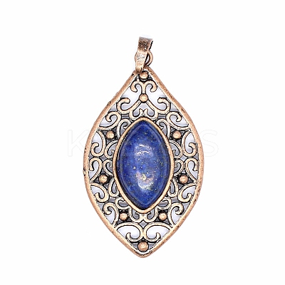 Retro Hollow Natural Lapis Lazuli Pendants PW-WGEF371-05-1