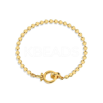 Brass Flat Round Link Chains Bracelets for Women FS-WGC8AF4-05-1
