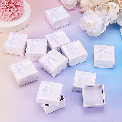 Square Paper Jewelry Ring Gift Boxes with Bowknot LS-CON-TAC0010-80E-1