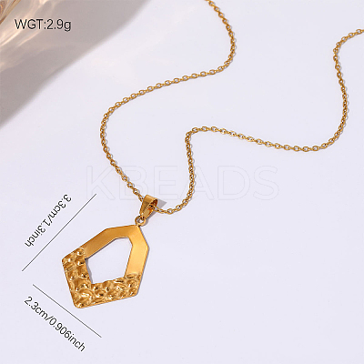 304 Stainless Steel Textured Geometric Pendant Necklaces for Women WG5062C-07-1