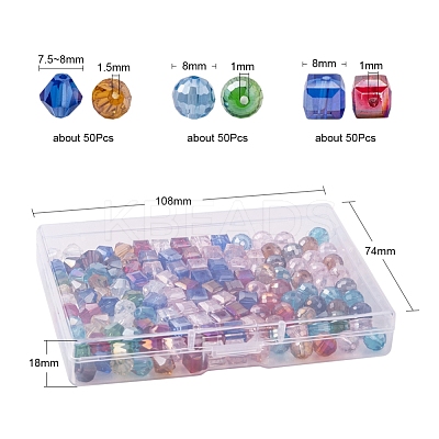 150Pcs 3 Style Electroplate Glass Beads Strands EGLA-YW0001-38-1