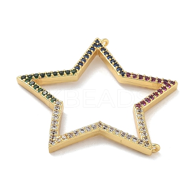 Rack Plating Brass Micro Pave Cubic Zirconia Connector Charms KK-G515-42G-02-1