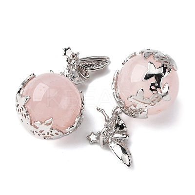 Natural Rose Quartz Round Pendants G-G207-01P-06-1