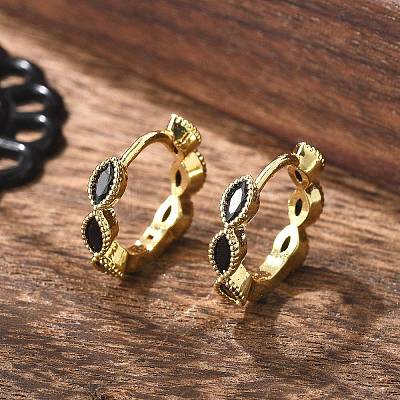 Brass Micro Pave Cubic Zirconia Huggie Hoop Earrings LS-EJEW-K083-34G-A-1