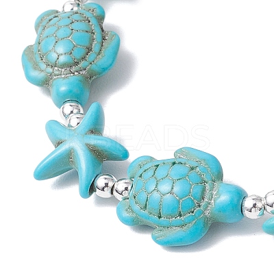 Synthetic Turquoise Beaded Stretch Bracelets for Men Women BJEW-JB11761-02-1
