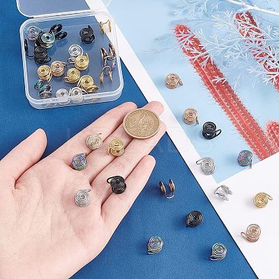 40Pcs 5 Style 304 Stainless Steel Spiral Pad Cuff Earrings KK-UN0001-21-1