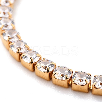 304 Stainless Steel Rhinestone Strass Chain Bracelets STAS-B021-14-1
