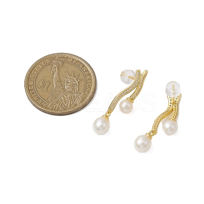 Natural Pearl Ear Studs EJEW-P286-46G-1