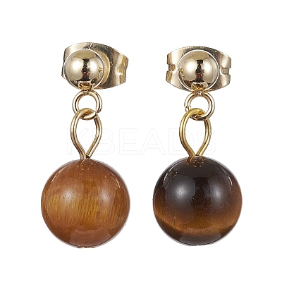 5 Pairs 5 Styles Natural & Synthetic Mixed Gemstone Round Ball Dangle Stud Earrings EJEW-JE05537-S-1