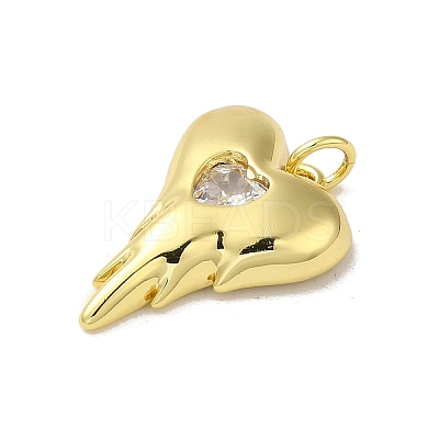 Rack Plating Brass Micro Pave Clear Cubic Zirconia Pendant KK-H473-05G-02-1