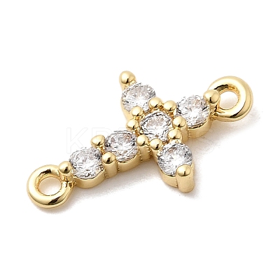 Brass Pave Clear Cubic Zirconia Connector Charms KK-H529-39B-G-1