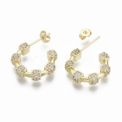 Brass Micro Pave Cubic Zirconia Stud Earrings KK-R137-029A-NF-1