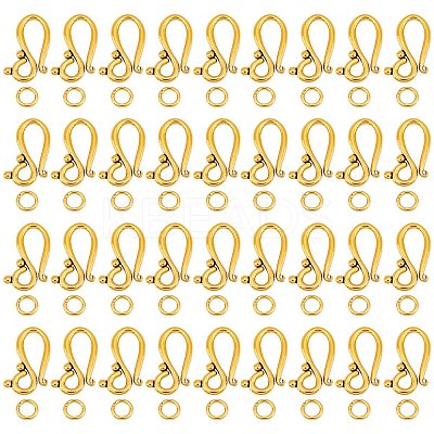 100Pcs Tibetan Style Hook and Eye Clasps FIND-GO0003-01AG-1