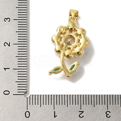Flower Rack Plating Brass Clear Glass Pendants KK-U027-30G-1