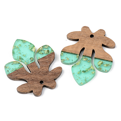 Transparent Resin & Walnut Wood Pendants LS-RESI-S389-051A-B02-1