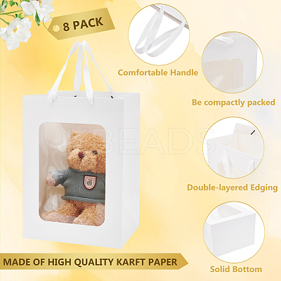 Paper Visible Window Gift Bags with Rope Handles ABAG-WH0040-14C-1