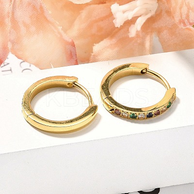 304 Stainless Steel Micro Pave Cubic Zirconia Huggie Hoop Earrings EJEW-C096-01J-G-1