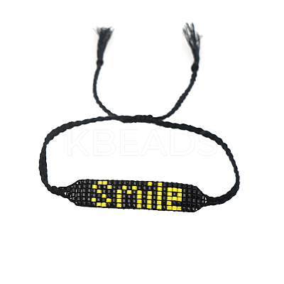 Word Smile Loom Pattern Miyuki Seed Beads Bracelets for Women BJEW-Z013-29-1