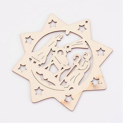 Undyed Wooden Pendant WOOD-K005-02-1