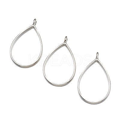 Rack Plating Alloy Teardrop Open Back Bezel Pendants PALLOY-TA0001-09P-1