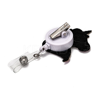 Unicorn Glitter Powder Felt & ABS Plastic Badge Reel AJEW-I053-38-1