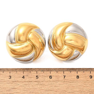 304 Stainless Steel Two Tone Stud Earrings EJEW-F355-04GP-01-1